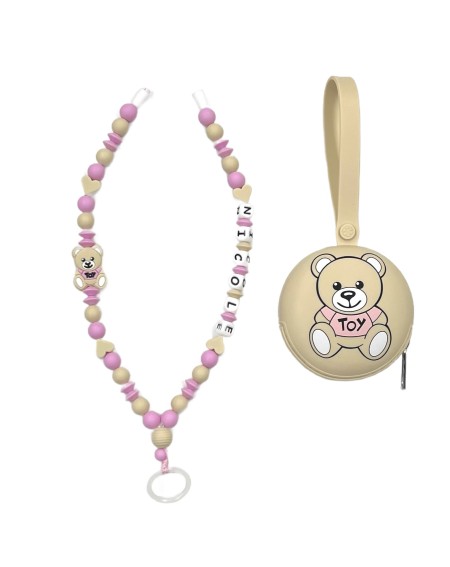 Babyjart Schnullerhalskette mit Name, aus silicone, Haken / Adapter Schnuller Mam 2