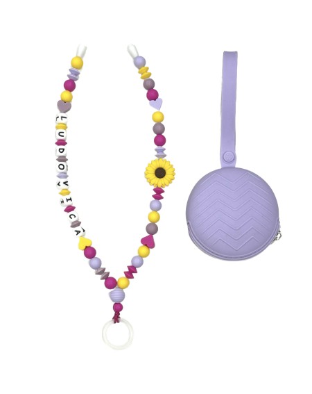 Babyjart Collana Portaciuccio con Nome, in silicone, gancio/adattatore ciuccio mam 2