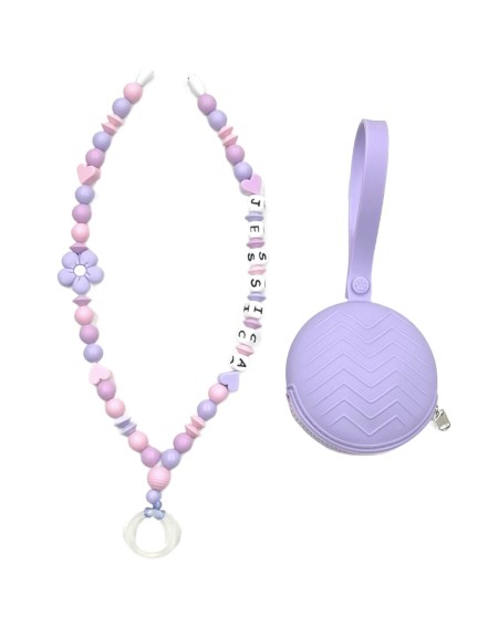 Babyjart Collana Portaciuccio con Nome, in silicone, gancio/adattatore ciuccio mam 2