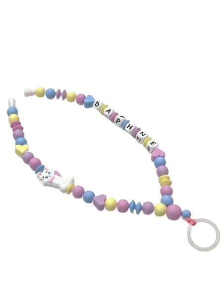 Babyjart Collana Portaciuccio con Nome, in silicone, gancio/adattatore ciuccio mam