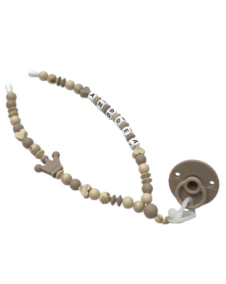 Babyjart Schnullerhalskette mit Name, aus silicone, Haken / Adapter Schnuller Mam 2