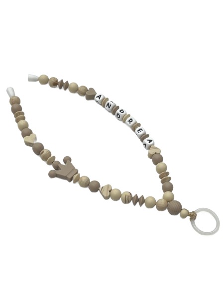 Babyjart Collana Portaciuccio con Nome, in silicone, gancio/adattatore ciuccio mam