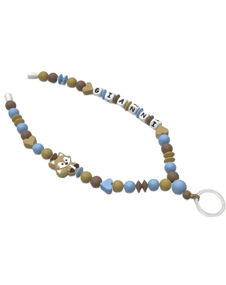 Babyjart Collana Portaciuccio con Nome, in silicone, gancio/adattatore ciuccio mam