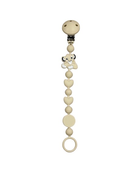 Catenella portaciuccio BUBBLE CHARM LEONE BEIGE in silicone con nome