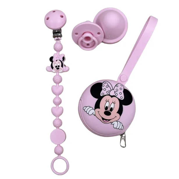 Catenella portaciuccio BUBBLE CHARM MINNIE ROSA CHIARO con nome