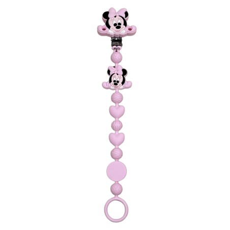 Silikonschnullerkette BUBBLE CHARM MINNIE HELLROSA mit Name
