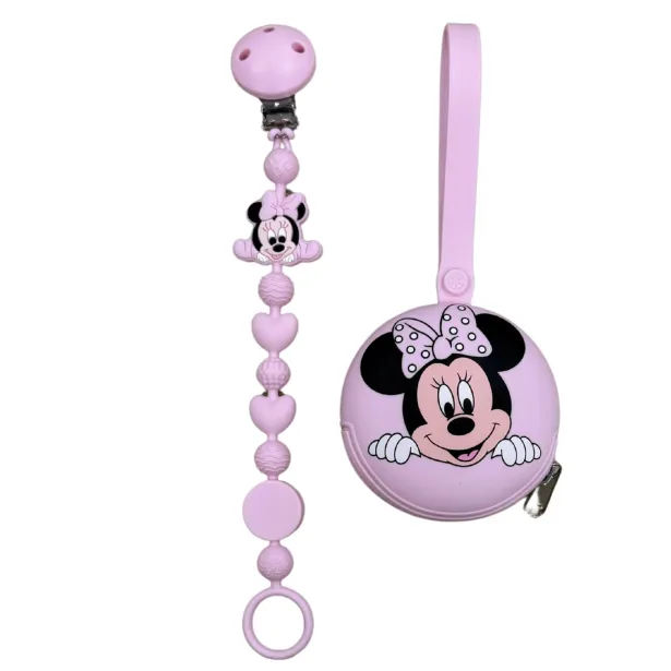 Catenella portaciuccio BUBBLE CHARM MINNIE ROSA CHIARO con nome