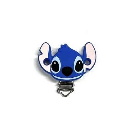 Pacifier chain in silicone BUBBLE CHARM STITCH PASTEL BLUE with name