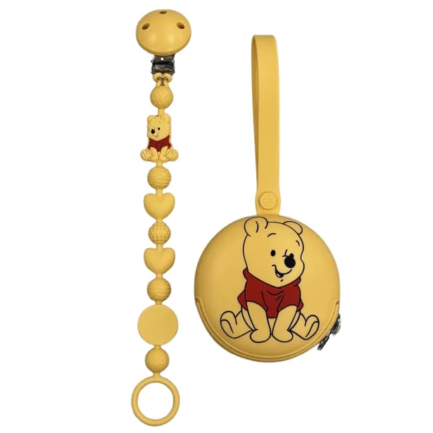 Pacifier chain in silicone BUBBLE CHARM WINNIE with name