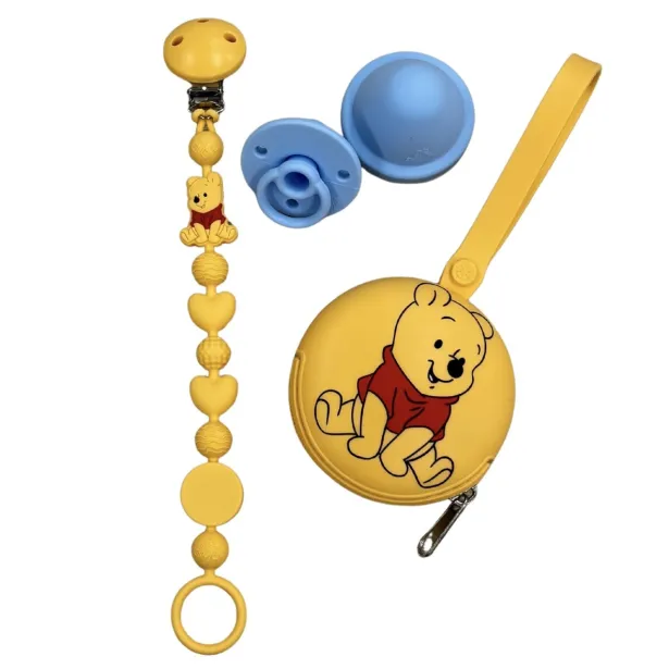 Pacifier chain in silicone BUBBLE CHARM WINNIE with name