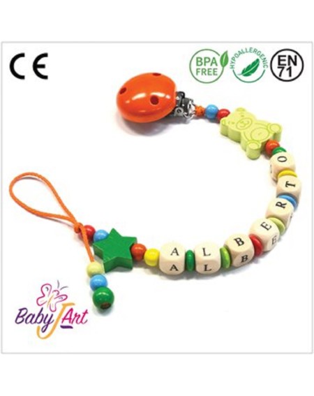 Babyjart wooden dummy chain with name, hook / adapter pacifier mam 2