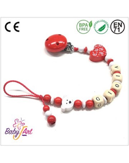 Babyjart wooden dummy chain with name, hook / adapter pacifier mam 2