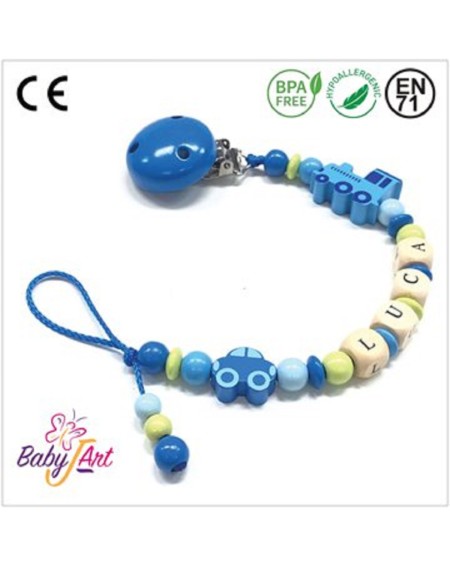 Babyjart wooden dummy chain with name, hook / adapter pacifier mam 2