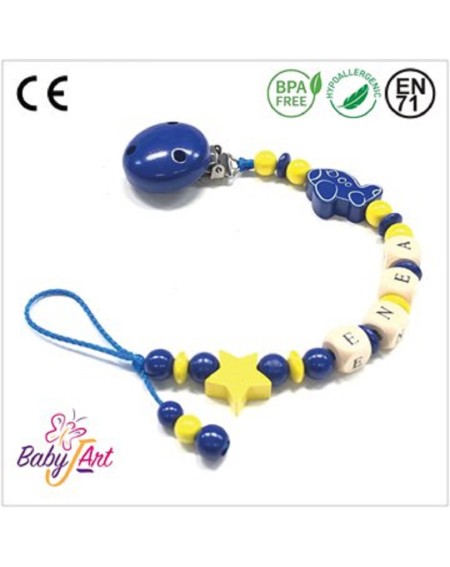Babyjart wooden dummy chain with name, hook / adapter pacifier mam 2