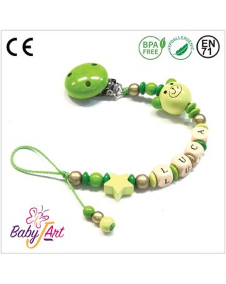 Babyjart wooden dummy chain with name, hook / adapter pacifier mam 2