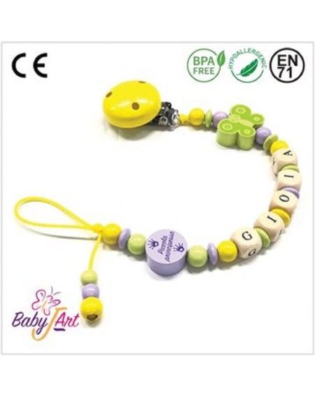 Babyjart wooden dummy chain with name, hook / adapter pacifier mam 2