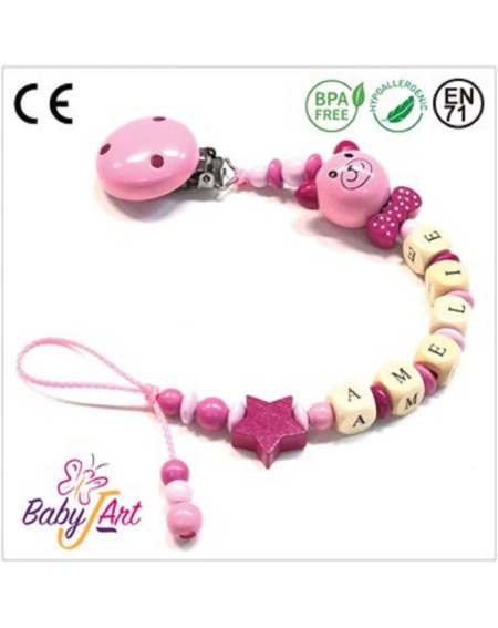 Babyjart wooden dummy chain with name, hook / adapter pacifier mam 2