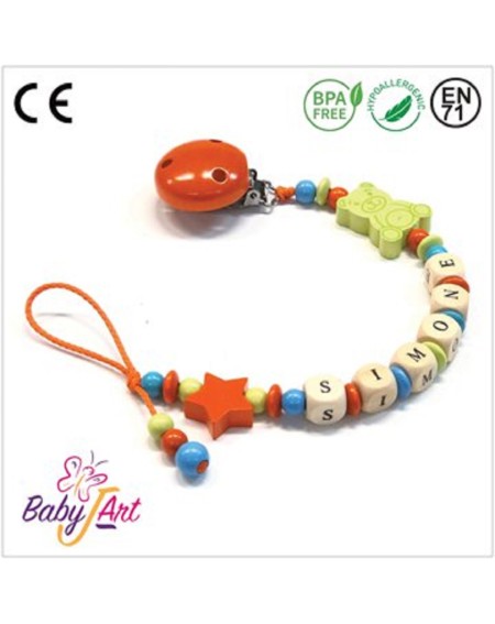 Babyjart wooden dummy chain with name, hook / adapter pacifier mam 2