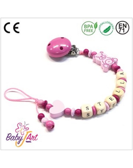Babyjart wooden dummy chain with name, hook / adapter pacifier mam 2