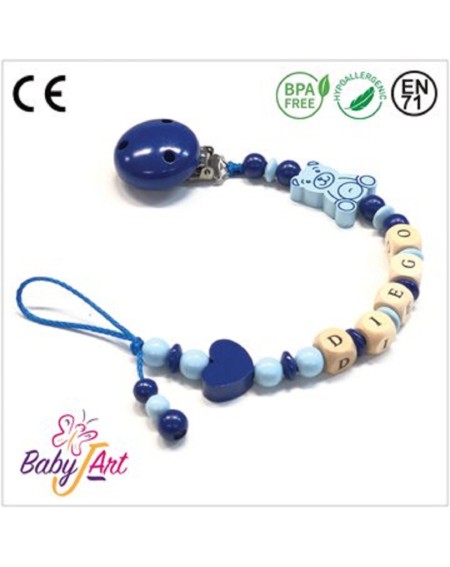 Babyjart wooden dummy chain with name, hook / adapter pacifier mam 2