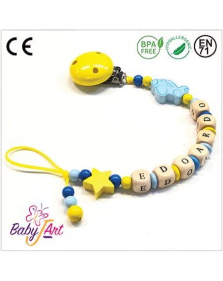 Babyjart wooden dummy chain with name, hook / adapter pacifier mam 2