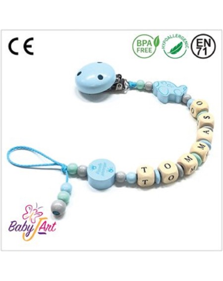 Babyjart wooden dummy chain with name, hook / adapter pacifier mam 2