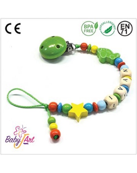 Babyjart wooden dummy chain with name, hook / adapter pacifier mam 2