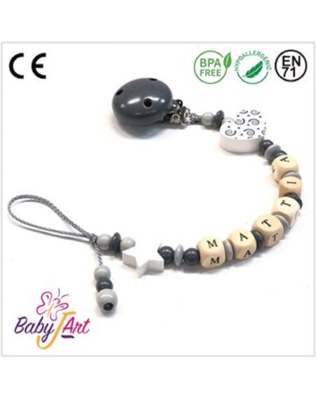 Babyjart wooden dummy chain with name, hook / adapter pacifier mam 2