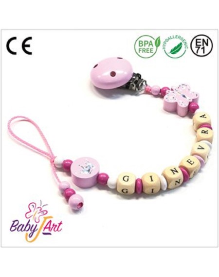 Babyjart wooden dummy chain with name, hook / adapter pacifier mam 2