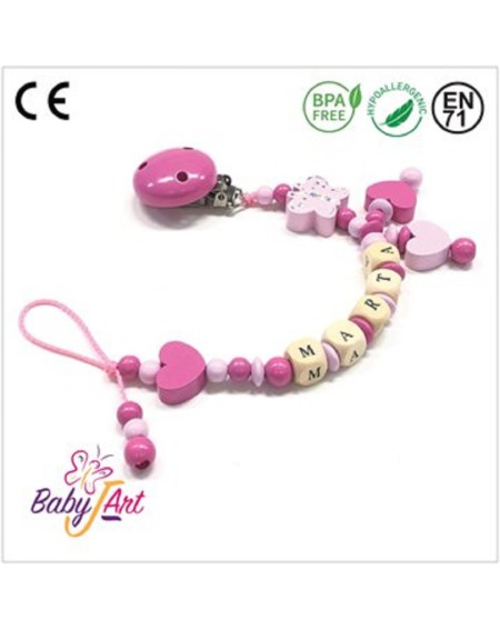 Babyjart wooden dummy chain with name, hook / adapter pacifier mam 2